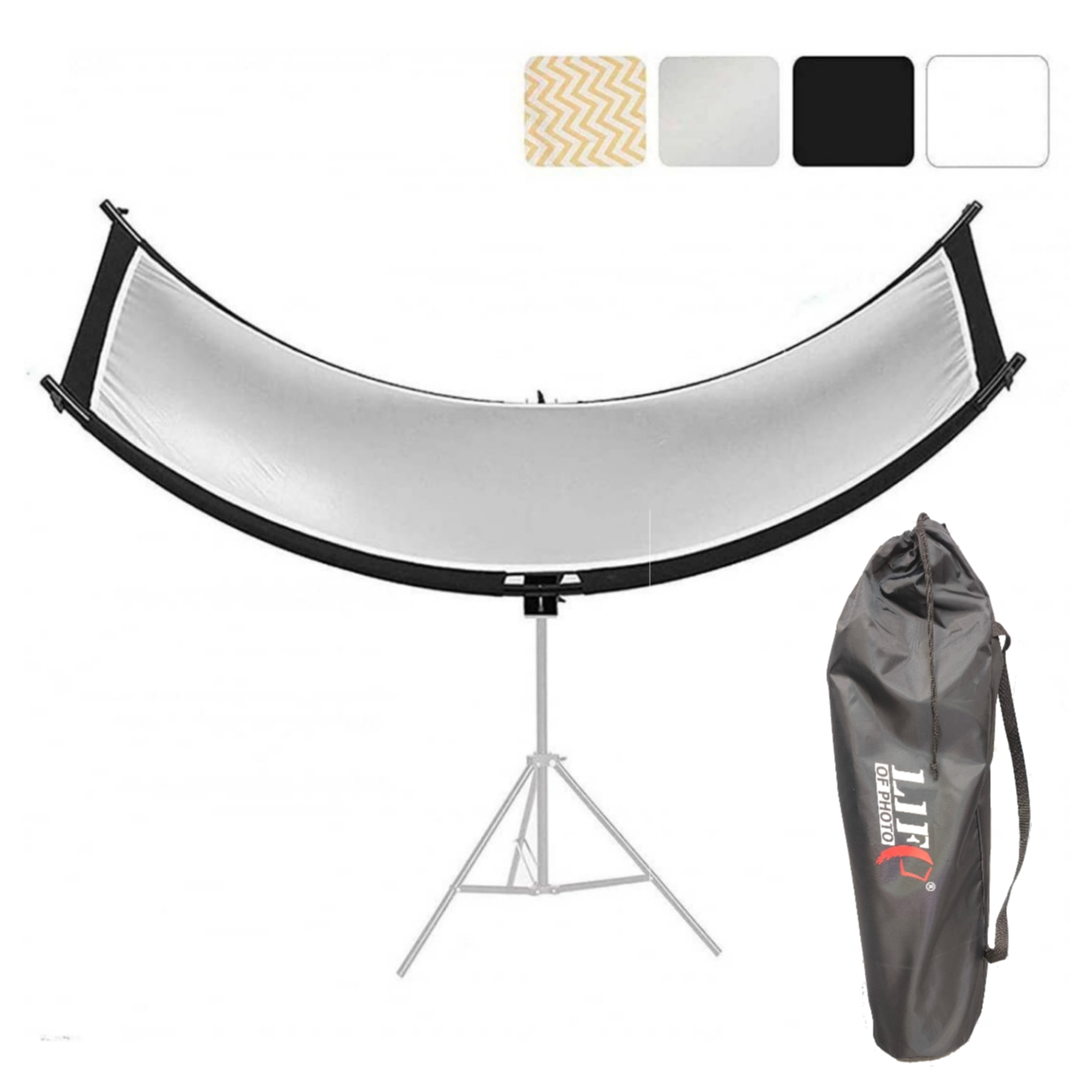 رفلکتور یو 4 کاره (رفلکتور خمیده) برند لایف سایز 180×60 Life Of Photo U-shape Curved Light Reflector